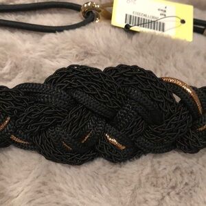 Braided crochet black gold statement belt NWT